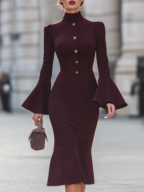 Bordeaux midi-jurk voor elegante avondevents