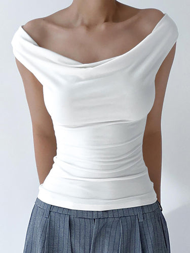 Skinny Sleeveless senza schienale Solido colore diviso diviso con giunta le cime delle t-shirt