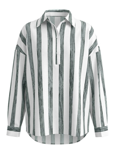 Blouses met lange mouwen, losse pasvorm, knoopsluiting en contrasterende strepen op de revers.&Shirts Tops