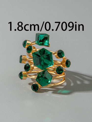1784756 Geometric Rhine Stones Rings Accessories