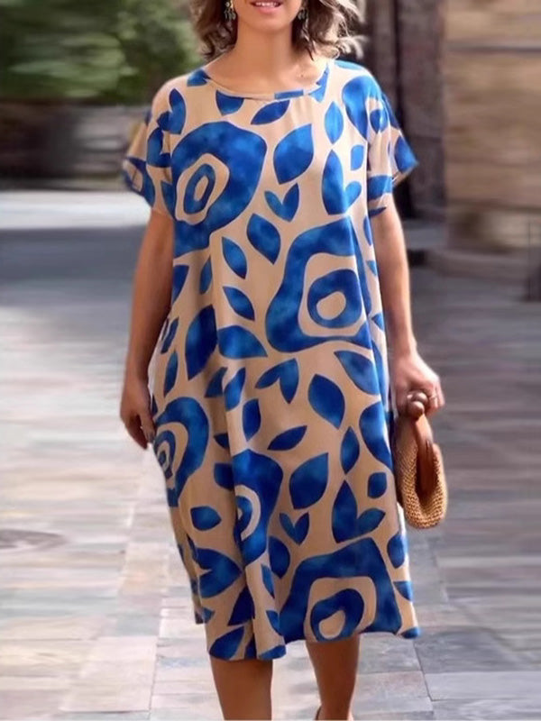 Losvallende bloemen midi-jurk voor een comfortabele Broadway-outfit