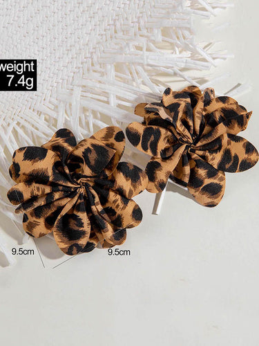 1785247 Flower Shape Leopard Drop Earrings