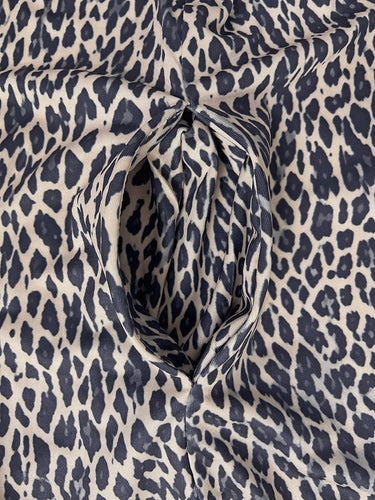Hoog getailleerde losse contrasterende kleur luipaard geplooide zakken Split-joint ritssluiting Enkelbandjes met capuchon Jumpsuits