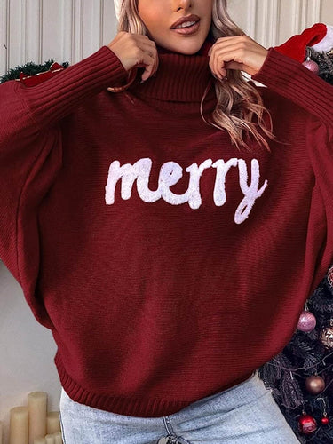 1732378 Long Sleeves Loose Contrast Color Printed Split-Joint High Neck Sweater Tops