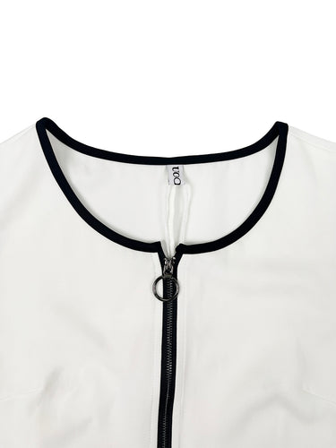 Loose Sleeveless Contrast Color Pockets Zipper V-Neck Jumpsuits