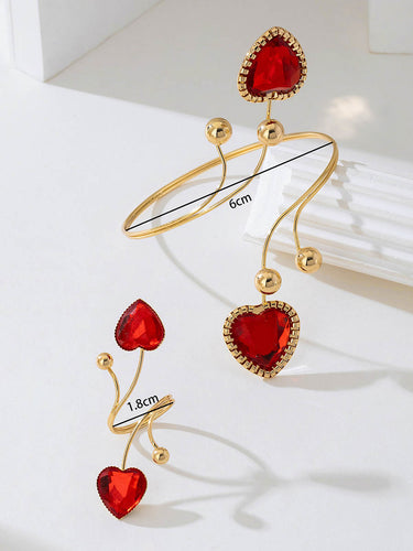 1732494 Irregularity Geometric Rhine Stones Shiny Bracelet Accessories Rings Accessories Sets