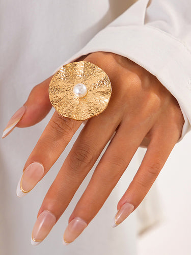 1716778 Geometric Pleated Shiny Rings Accessories