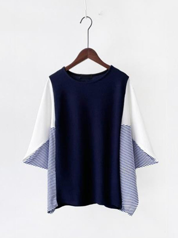Batwing Sleeves Loose Fringed Solid Color Split-Joint V-Neck Sweater