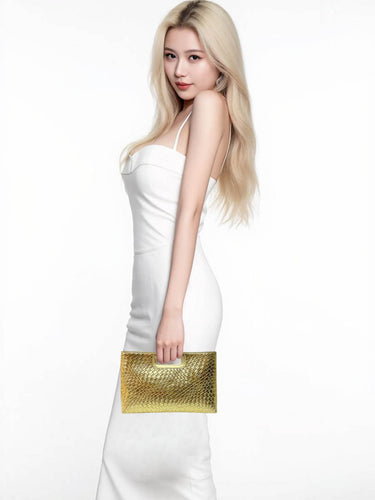 1740345 Chains Geometric Shiny Snakeskin Crossbody Bags Evening Bags & Clutches