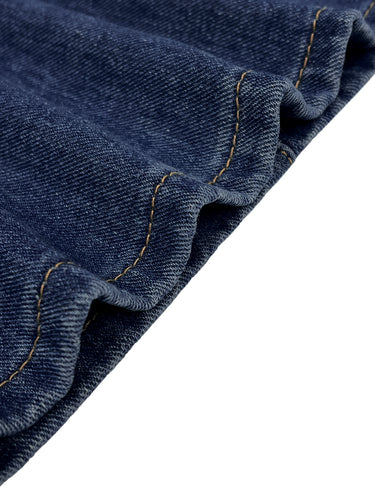 Yüksek Bel Gevşek Düğmeli Geometrik İçi Boş Cepler Yırtmaçlı Jean Pantolon Altları