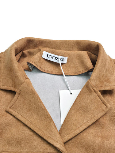 Ropa de abrigo tipo blazer con cuello con muescas y unión dividida de color sólido con botones sueltos y mangas largas
