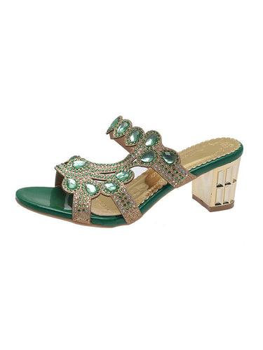 1775832 Square Open Toe Rhinestone Pumps