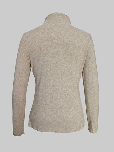 Long Sleeves Pleated Solid Color High Neck Pullovers