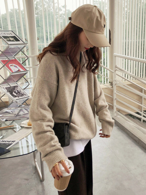 Simple Round Neck Loose Sweater