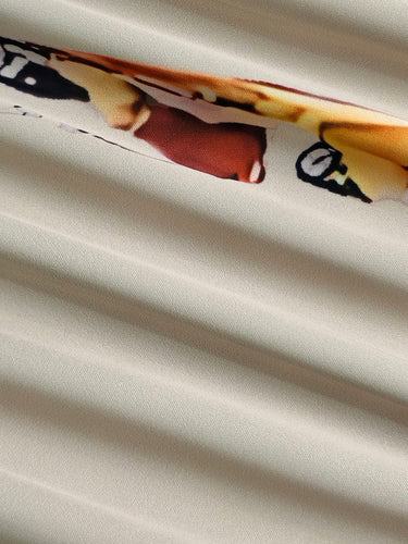 Lange Ärmeln lose floraldruckgedruckte Falten-Split-Gelenk-V-Ausschnitt-Overalls