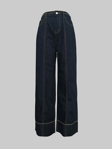 High Waisted Wide Leg Pockets Jean Pants Bottoms