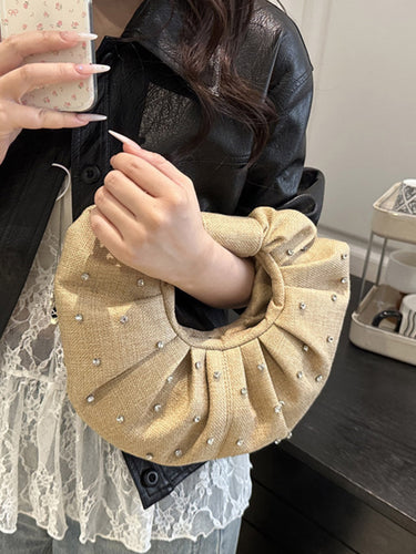 1747867 Geometric Pleated Rhine Stones Evening Bags & Clutches