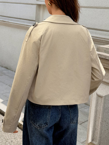 1731943 Long Sleeves Buttoned Solid Color Split-Joint Notched Collar Jackets&Coats Outerwear