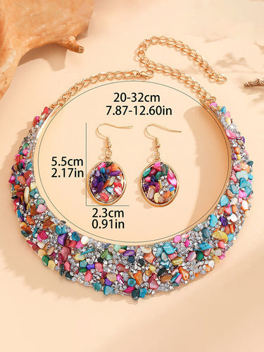 1733549 Irregularity Geometric Rhine Stones Shiny Earrings Accessories Necklaces Accessories Sets