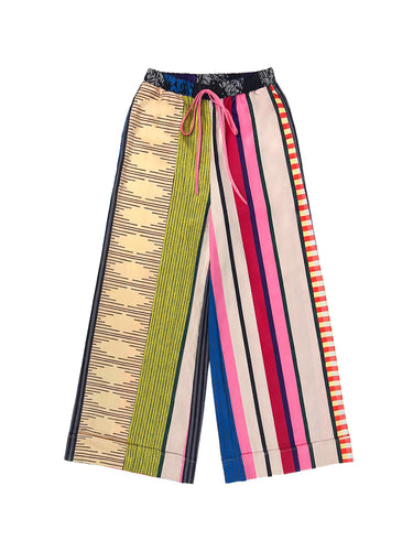 Lose Weitbeinkontrast Farbkordelgedruckte Streife Casual Hosenboden Hose