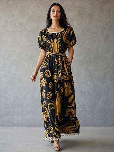 loose puff sleeve dress Oleana. Puff Sleeve Maxi Dress ELF
