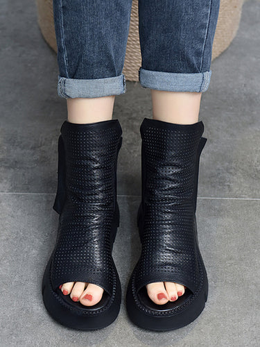 1133277 High-Top Open Toe Mesh Zipper Platform Shoes Sandals