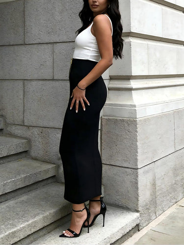 1784389 Bodycon High Waisted Solid Color Zipper Skirts Bottoms