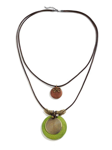 1788127 Round Cut Geometric Double Layered  Necklaces Accessories