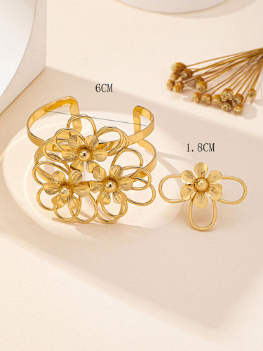 1749458 Flower Shape Hollow Bracelet Accessories Rings Accessories