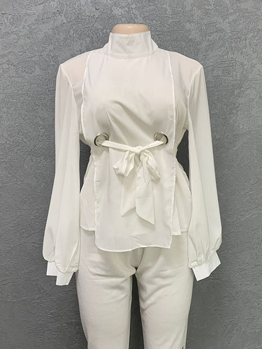 1435367 Loose Wrap Bandage Hollow Solid Color Split-Joint Blouses&Shirts Tops