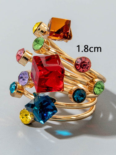 1784761 Geometric Rhine Stones Rings Accessories