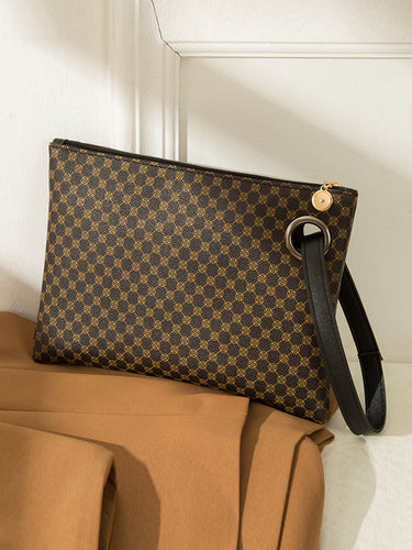 1735838 Crocodile Texture Geometric Print Zipper Handbag