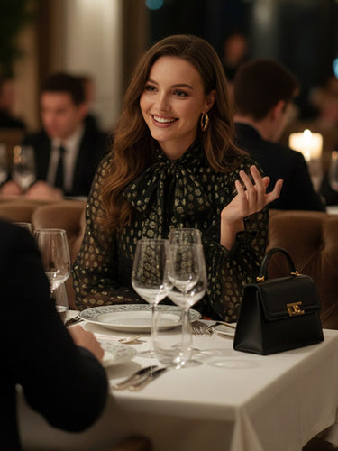 Long Sleeves Puff Sleeves Pleated Polka Dot Shiny Split-Joint High Neck Mini Dresses