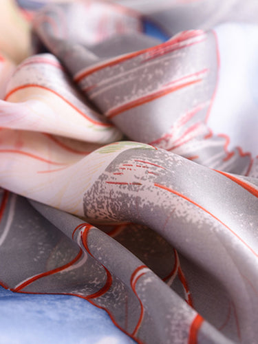 الأزهار القديمة المطبوعة حرير تقليد وشاح شال