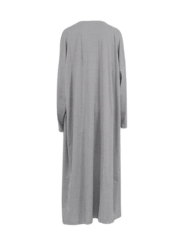 Long Sleeves Solid Color Round-Neck Inner Dress + Bodycon Outerwear Tw ...
