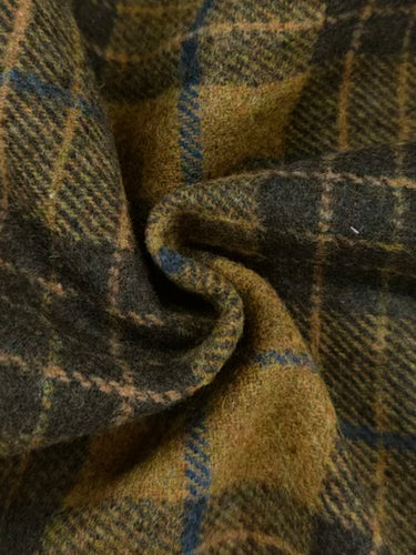 格子縞のスプリットジョイントラペルジャケットウールコート