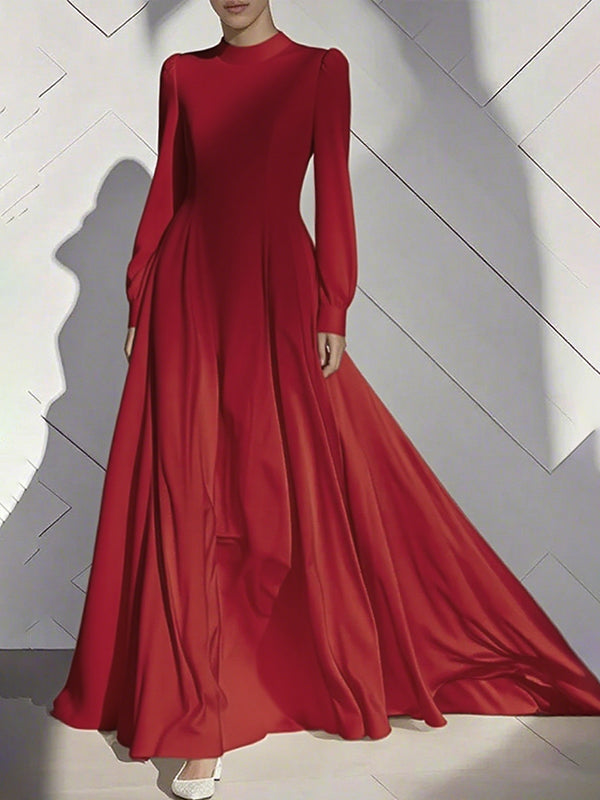 Solid Color Split-Joint Flying Sleeves V-neck Maxi Dresses Evening Dresses