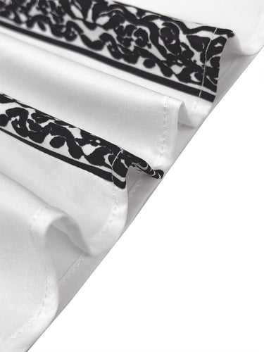 Long Sleeves Loose Contrast Color Flower Print High Neck Blouses&Shirts Tops