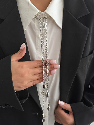 1782105 Tasseled Water Drop Brooch Accessories