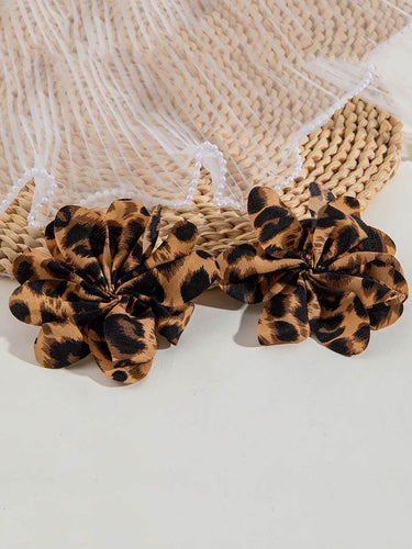 1785249 Flower Shape Leopard Drop Earrings