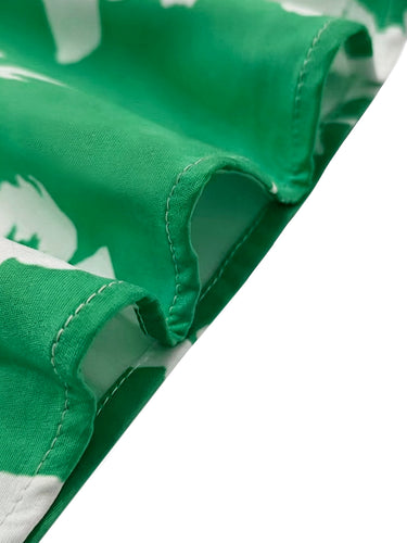 Uitlopende mouwen Losse bloemenprint Geplooide zakken Split-zijkant V-hals Maxi-jurken