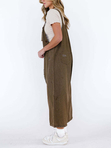 1783224 Cropped Wide Leg Buttoned Pockets Solid Color Adjustable Straps Overalls