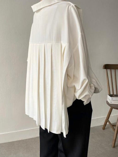 Simple mangas largas sueltas botonadas sólidas platilado collar blusas blusas camisetas