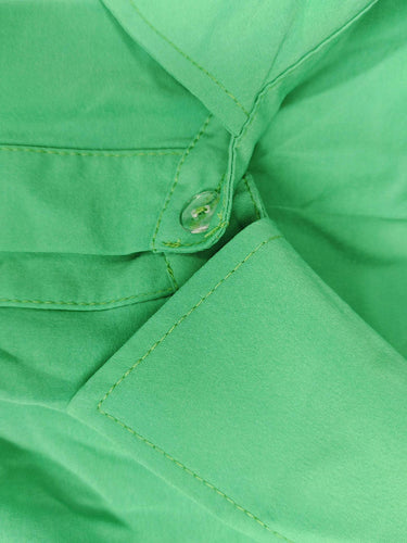 1746850 Maxikleid mit elastischem Bund, hoher Taille, Knöpfen, Falten, einfarbig, geteilter Taille, Bindegürtel und Reverskragen 