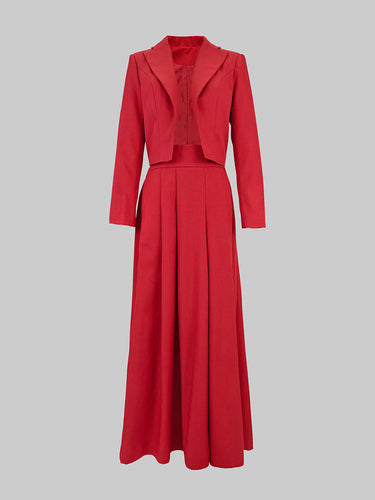 Elasticated Waist High Waisted Big Hemline Pleated Pockets Solid Color Zipper Wide Leg Pants