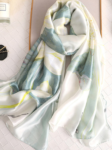 الأزهار القديمة المطبوعة حرير تقليد وشاح شال