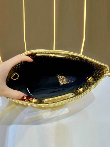 1740335 Chains Geometric Shiny Snakeskin Crossbody Bags Evening Bags & Clutches