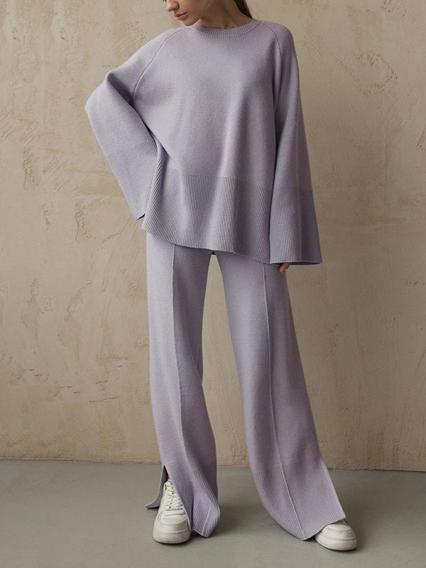 Round Neck Solid Color Loose Sweater