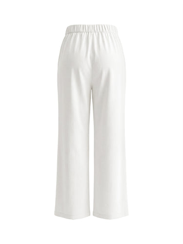 High Waisted Loose Pockets Solid Color Pants Trousers