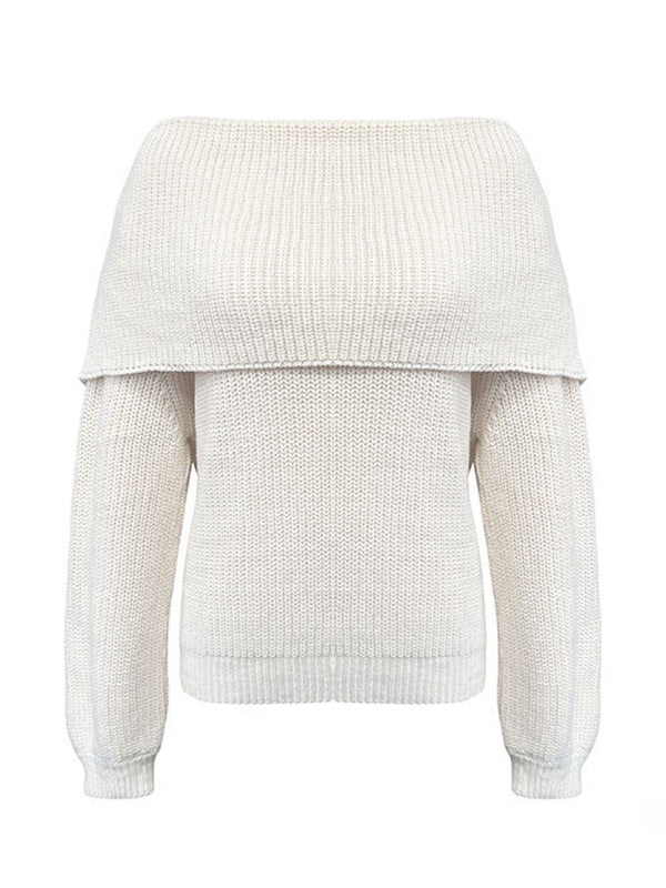 Long Sleeves Skinny Solid Color Split-Joint High Neck Sweater Tops
